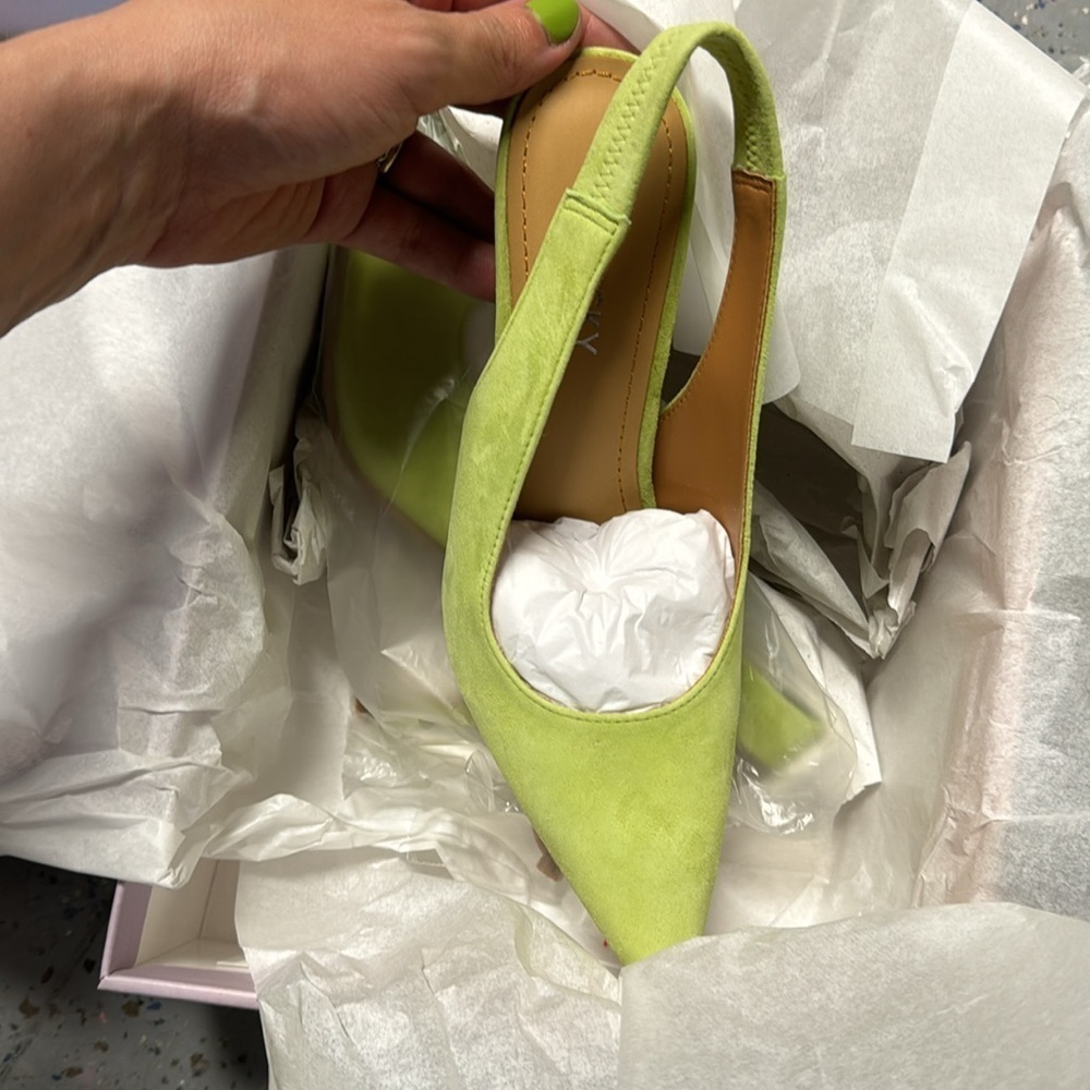 Lisa Vicky Piper Pointed Toe Slingback Pump Lime Green - Picture 3 of 5
